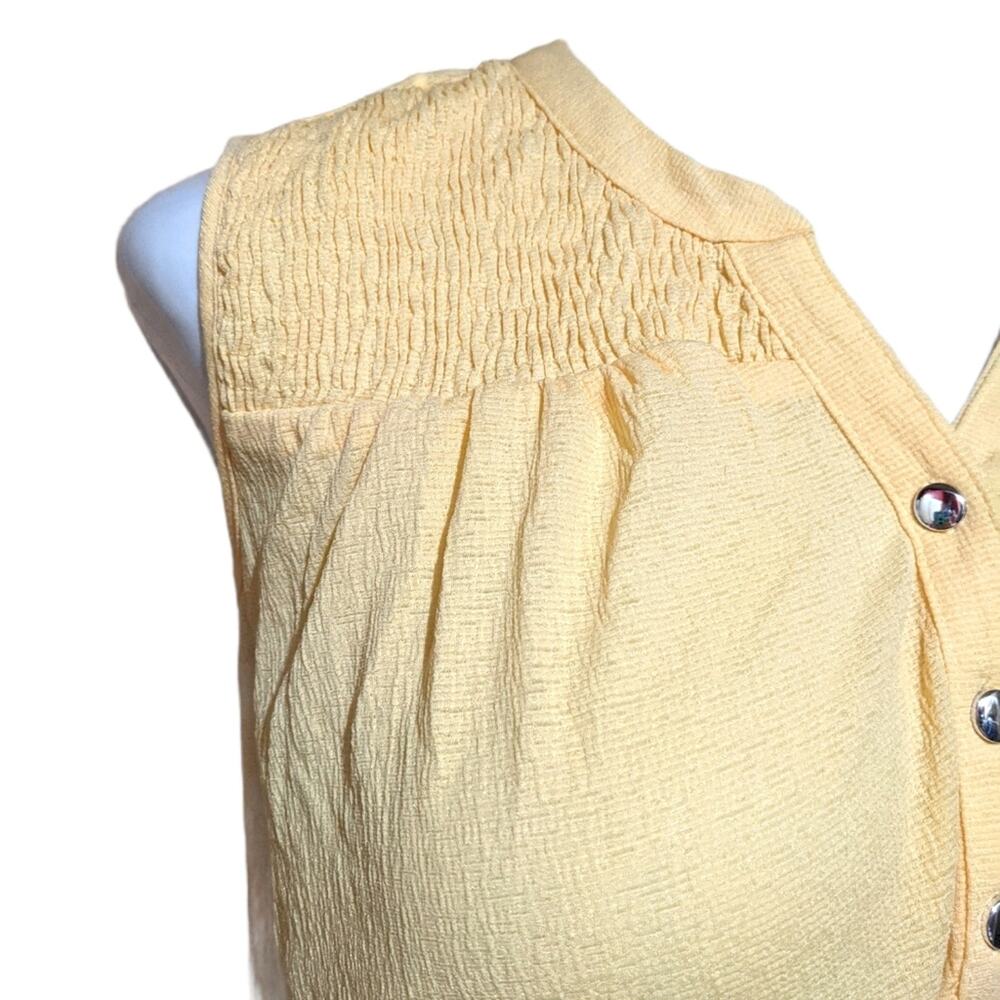 AVENUE Yellow Sleeveless Top Smocked Plus 14/16 1X - Picture 5 of 7